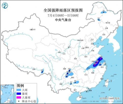 长江中下游地区等地有持续性强降水华北等地多雷阵雨