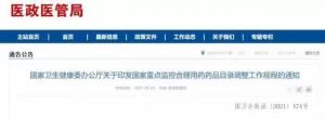 有六类药物上榜重点监控药品目录肠外营养药物等