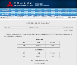5000亿元MLF期限为一年中标利率为2.95%